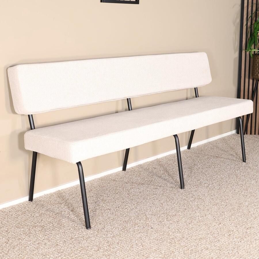 Lizzely Garden & Living Eetkamerbank 180cm Wendy zand stof eetbank - Foto 2
