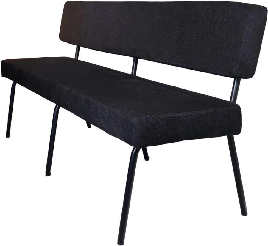 Lizzely Garden & Living Eetkamerbank 180cm Wendy zwart stof eetbank