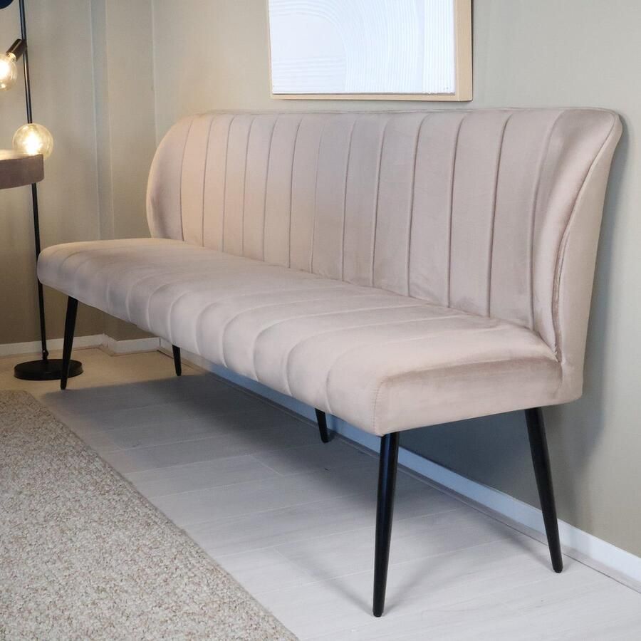 Lizzely Garden & Living Eetkamerbank 200cm Sally velvet champagne eetbank - Foto 2