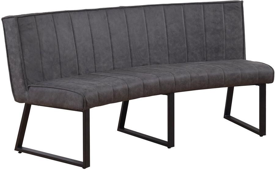 Lizzely Garden & Living Eetkamerbank Menzo ovaal 180cm antraciet microvezel ovale eetbank