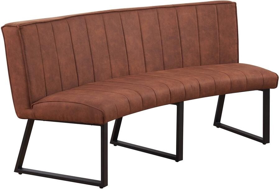 Lizzely Garden & Living Eetkamerbank Menzo ovaal 180cm cognac microvezel ovale eetbank