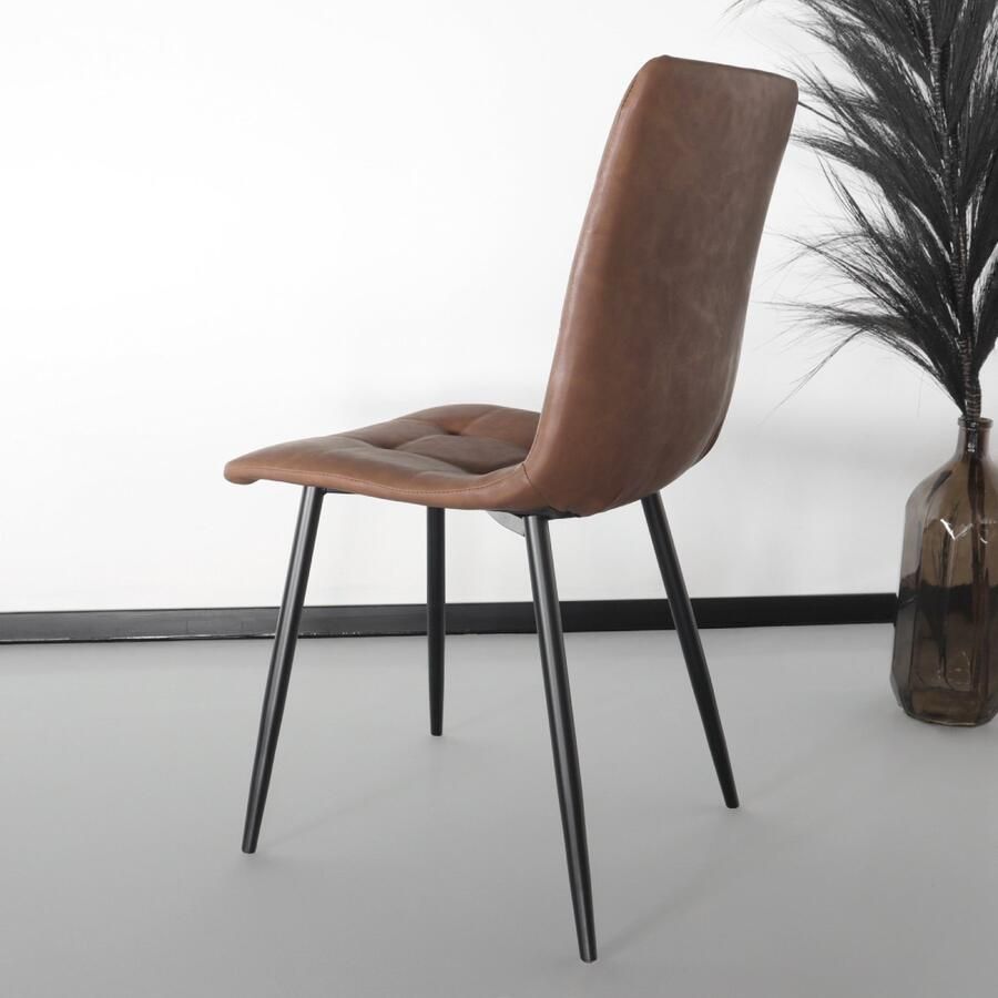 Lizzely Garden & Living Eetkamerstoel Catoo cognac kunstleder eetstoel - Foto 3