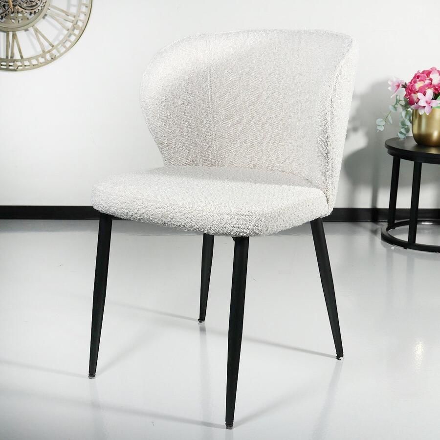 Lizzely Garden & Living Eetkamerstoel Coco boucle wit eetstoel