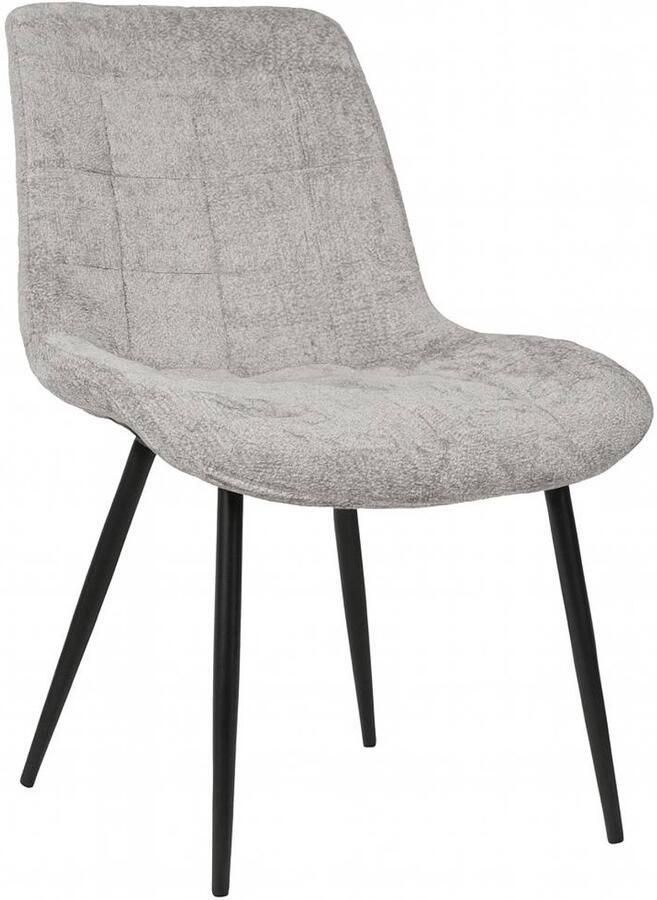 Lizzely Garden & Living SET DEAL: 6 stuks Eetkamerstoel De Vince grijs chenille eetstoel zetel