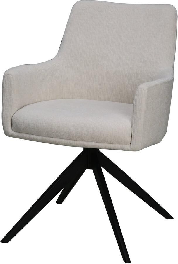 Lizzely Garden & Living Eetkamerstoel draaibaar met armleuning Nola gebroken wit eetstoel draaibare stoel zetel