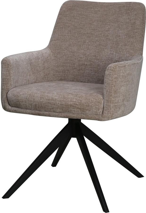 Lizzely Garden & Living Eetkamerstoel draaibaar met armleuning Nola taupe eetstoel draaibare stoel zetel - Foto 2