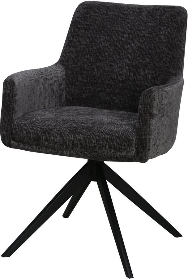 Lizzely Garden & Living Eetkamerstoel draaibaar met armleuning Nola zwart eetstoel draaibare stoel zetel