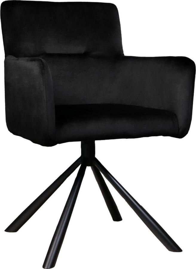 Lizzely Garden & Living Eetkamerstoel draaibaar met armleuning Puck velvet zwart