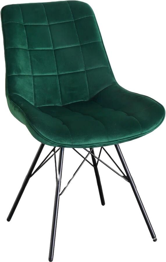 Lizzely Garden & Living Eetkamerstoel Lux donkergroen velvet eetstoel industrieel zetel - Foto 2