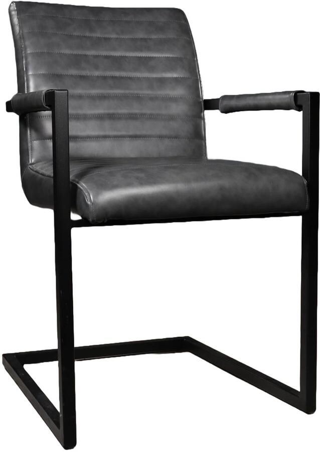 Lizzely Garden & Living Eetkamerstoel met armleuning antraciet Noor industrieel design eetstoel - Foto 2