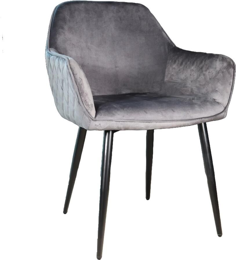Lizzely Garden & Living Eetkamerstoel met armleuning Ares velvet antraciet eetstoel