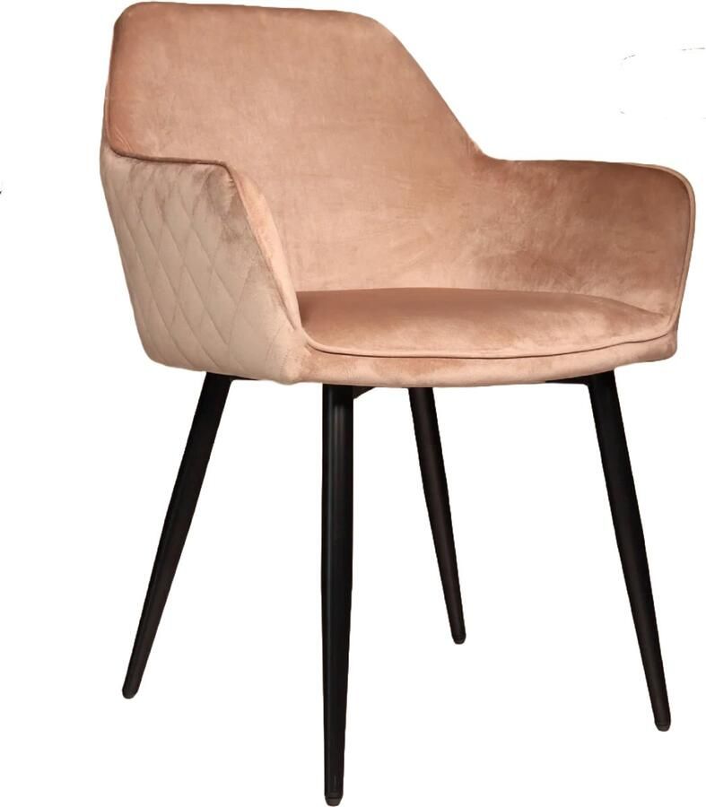 Lizzely Garden & Living Eetkamerstoel met armleuning Ares velvet champagne eetstoel