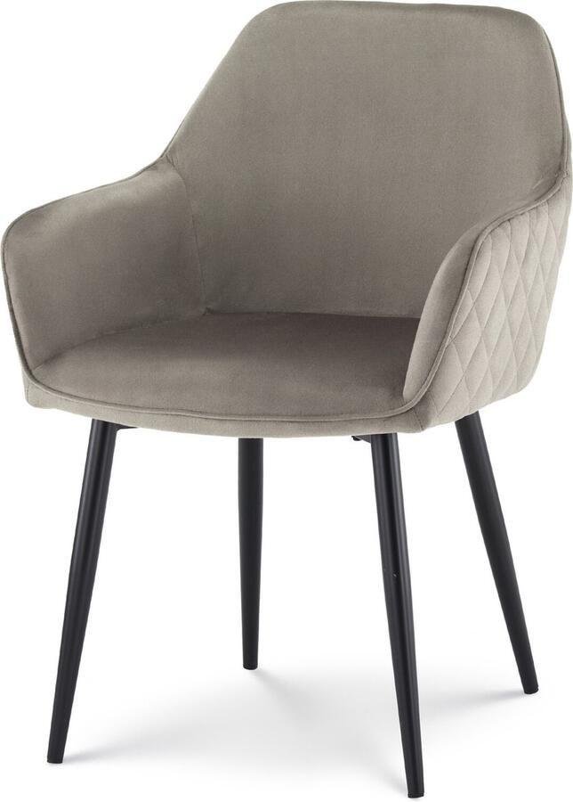 Lizzely Garden & Living SET DEAL: 4 stuks Eetkamerstoel met armleuning Ares velvet taupe eetstoel zetel - Foto 3