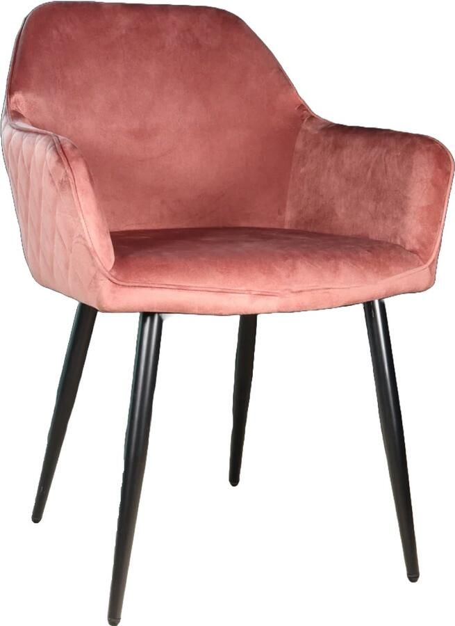 Lizzely Garden & Living SET DEAL: 6 stuks Eetkamerstoel met armleuning Ares velvet roze eetstoel zetel - Foto 2