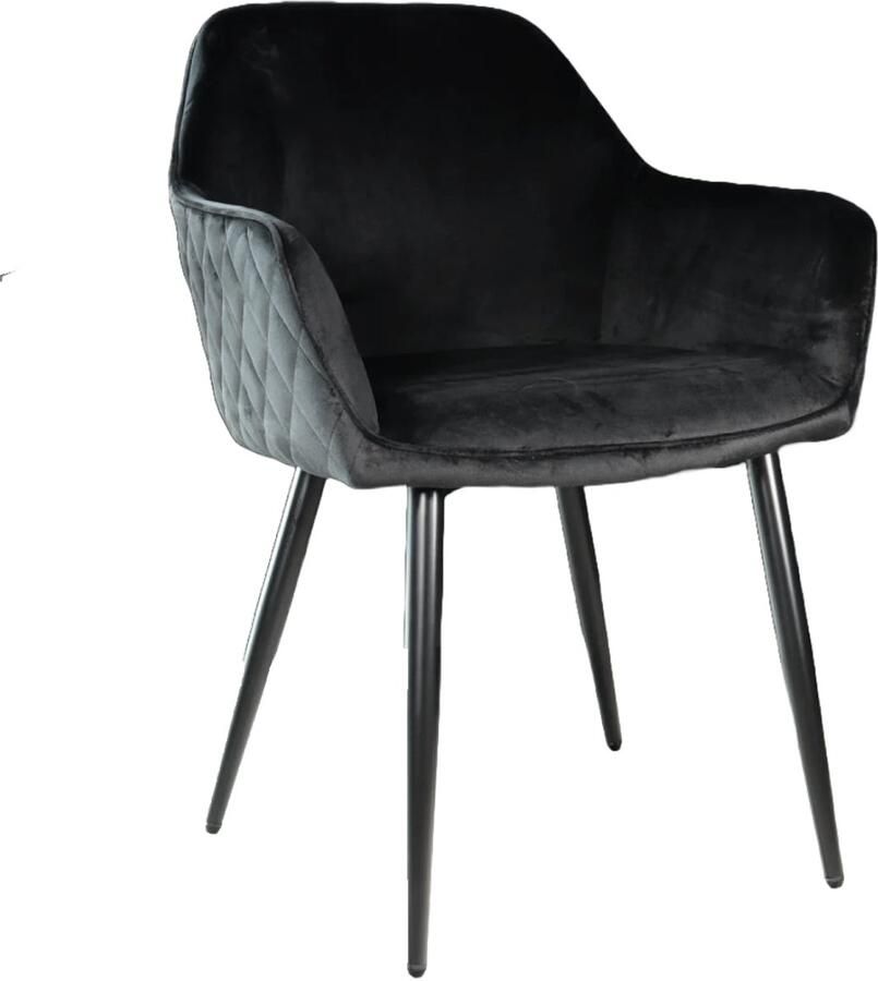 Lizzely Garden & Living SET DEAL: 4 stuks Eetkamerstoel met armleuning Ares velvet zwart eetstoel zetel - Foto 2