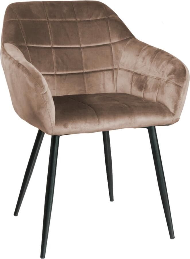 Lizzely Garden & Living Eetkamerstoel met armleuning Barbara taupe velvet eetstoel zetel