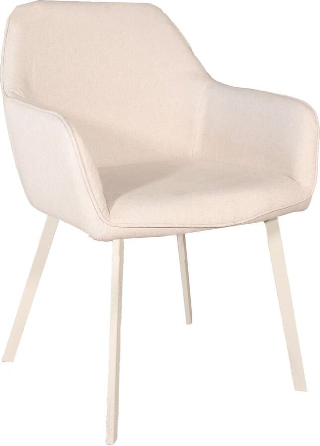 Lizzely Garden & Living Eetkamerstoel met armleuning beige linnen stof Maris eetstoel zetel