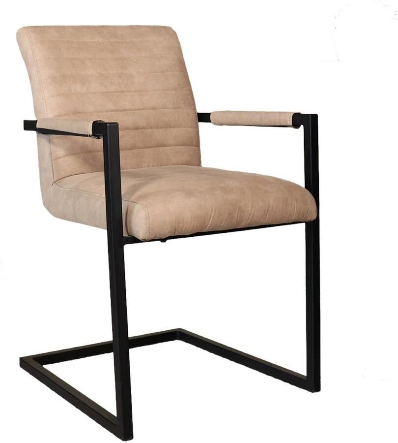 Lizzely Garden & Living Eetkamerstoel met armleuning beige Noor industrieel design eetstoel zetel - Foto 3