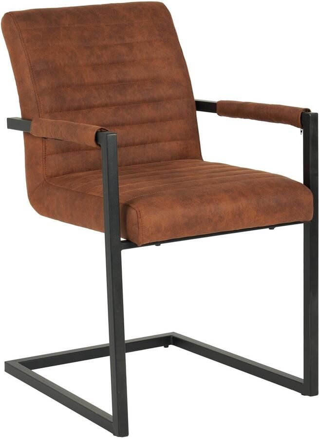 Lizzely Garden & Living Eetkamerstoel met armleuning cognac microvezel Noor design eetstoel zetel