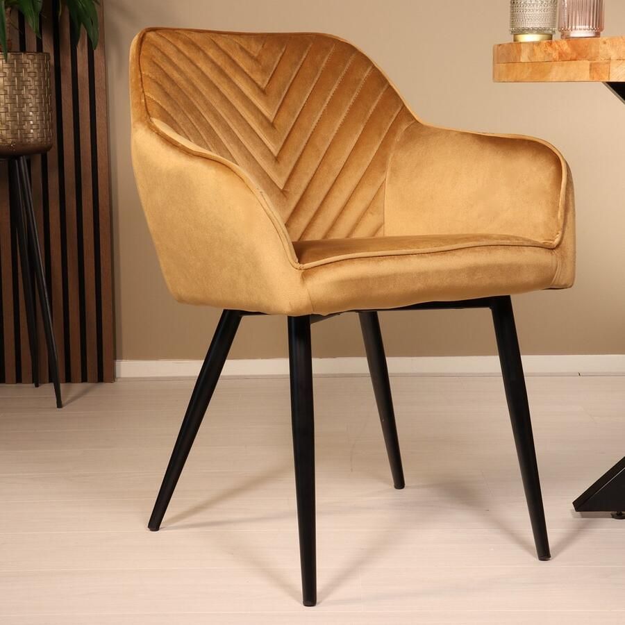Lizzely Garden & Living Eetkamerstoel met armleuning Darcio bruin velvet eetstoel zetel