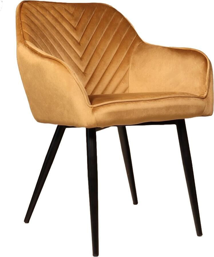 Lizzely Garden & Living Eetkamerstoel met armleuning Darcio bruin velvet eetstoel zetel - Foto 2