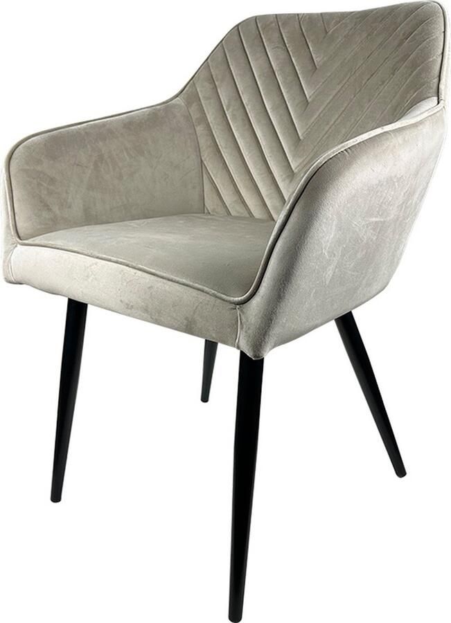 Lizzely Garden & Living Eetkamerstoel met armleuning Darcio lichtbruin velvet eetstoel zetel - Foto 2