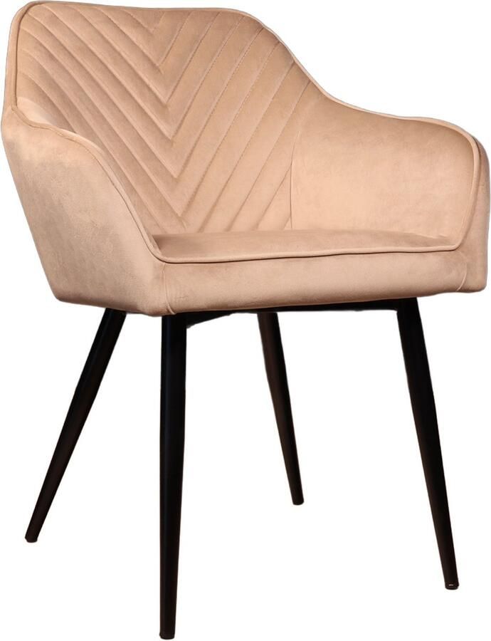 Lizzely Garden & Living Eetkamerstoel met armleuning Darcio lichtbruin velvet eetstoel zetel