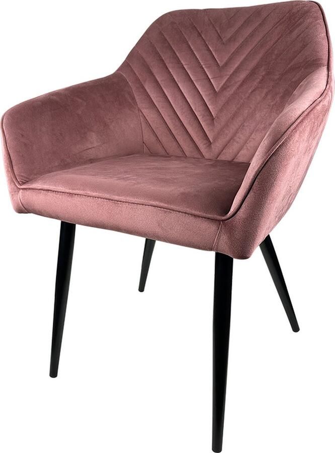 Lizzely Garden & Living Eetkamerstoel met armleuning Darcio roze velvet eetstoel zetel - Foto 3