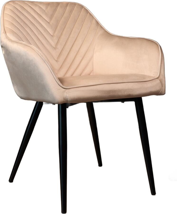 Lizzely Garden & Living Eetkamerstoel met armleuning Darcio zand velvet eetstoel zetel