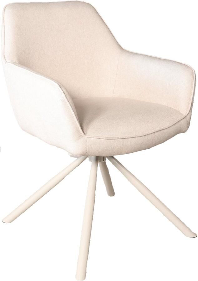 Lizzely Garden & Living Eetkamerstoel met armleuning draaibaar beige linnen stof Lies eetstoel draaibare stoel zetel