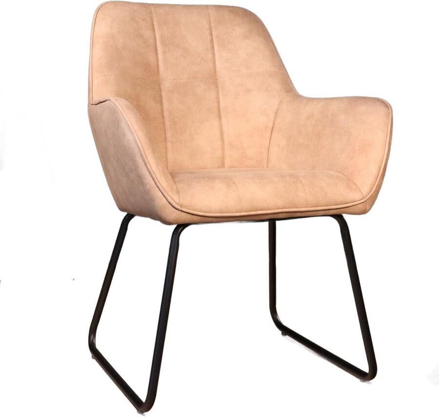 Lizzely Garden & Living Eetkamerstoel met armleuning Mae beige microvezel eetstoel zetel