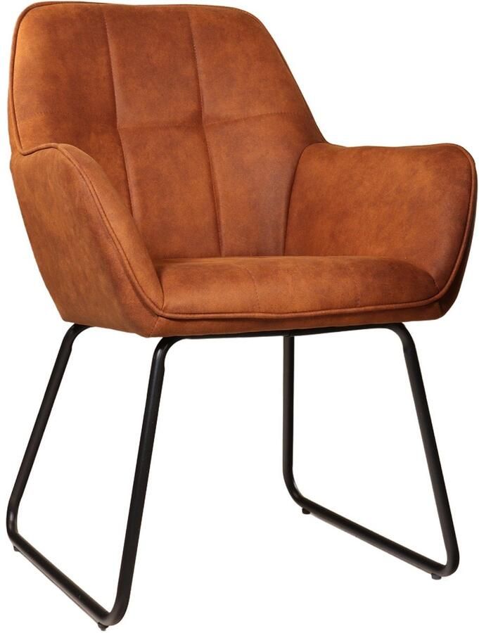 Lizzely Garden & Living Eetkamerstoel met armleuning Mae cognac microvezel eetstoel zetel