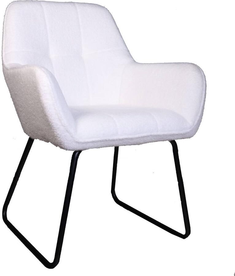 Lizzely Garden & Living Eetkamerstoel met armleuning Mae gebroken wit teddy design eetstoel - Foto 3