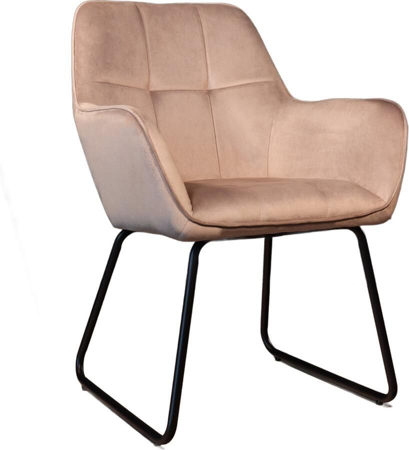 Lizzely Garden & Living Eetkamerstoel met armleuning Mae taupe velvet eetstoel zetel