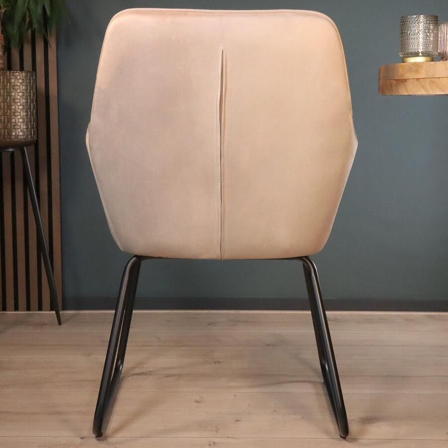 Lizzely Garden & Living Eetkamerstoel met armleuning Mae zand velvet eetstoel zetel - Foto 3