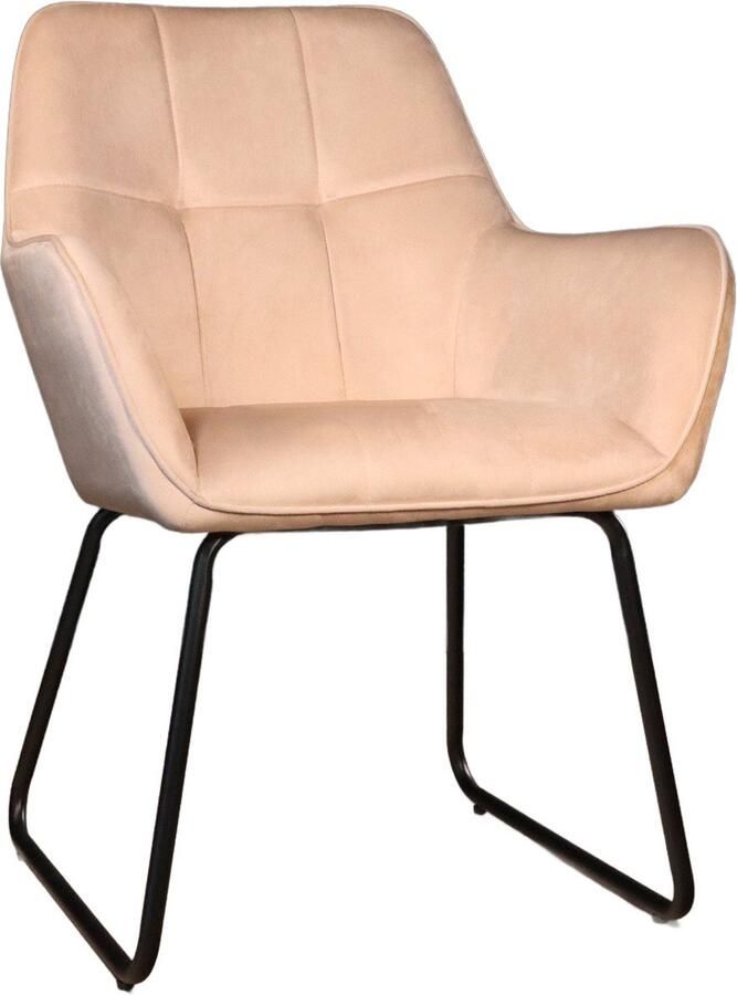 Lizzely Garden & Living Eetkamerstoel met armleuning Mae zand velvet eetstoel zetel - Foto 2