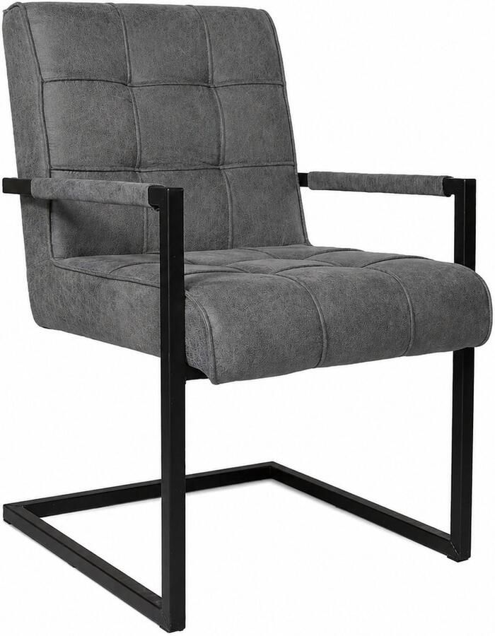 Lizzely Garden & Living Eetkamerstoel met armleuning Milan antraciet microvezel industrieel - Foto 3
