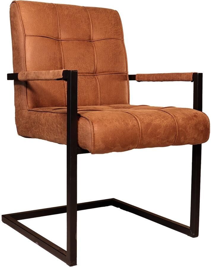 Lizzely Garden & Living Eetkamerstoel met armleuning Milan cognac microvezel industrieel - Foto 2
