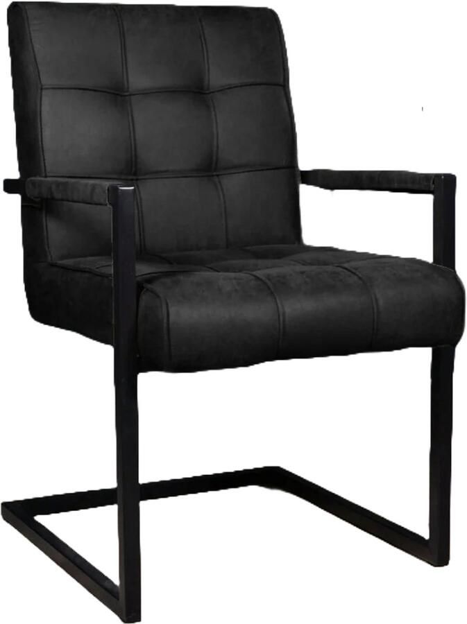 Lizzely Garden & Living Eetkamerstoel met armleuning Milan zwart industrieel