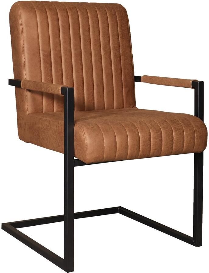 Lizzely Garden & Living Eetkamerstoel met armleuning Timor cognac microvezel eetstoel zetel - Foto 2