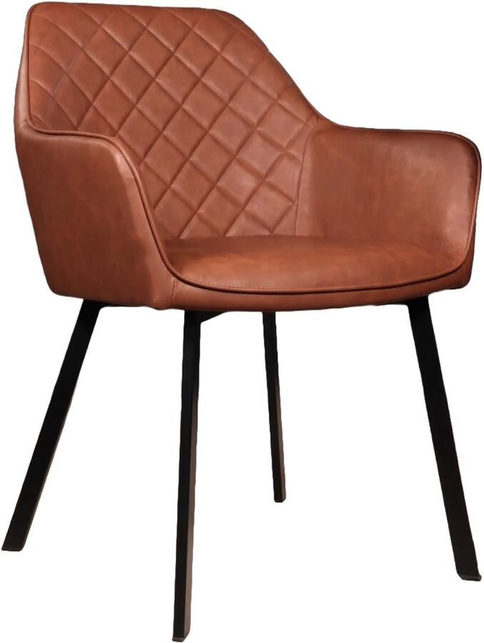 Lizzely Garden & Living Eetkamerstoel met armleuning Yurgan cognac kunstleder eetstoel - Foto 4