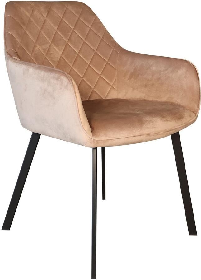 Lizzely Garden & Living Eetkamerstoel met armleuning Yurgan velvet champagne eetstoel zetel - Foto 3