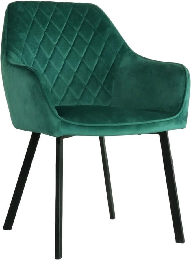 Lizzely Garden & Living Eetkamerstoel met armleuning Yurgan velvet groen eetstoel - Foto 3