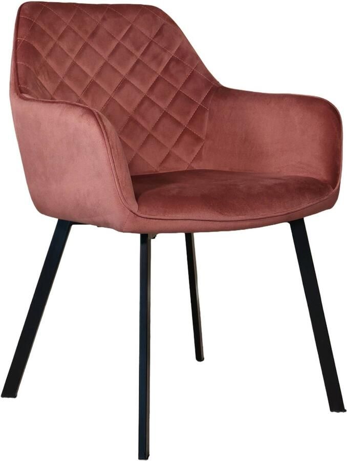 Lizzely Garden & Living SET DEAL: 4 stuks Eetkamerstoel met armleuning Yurgan roze velvet eetstoel zetel - Foto 4