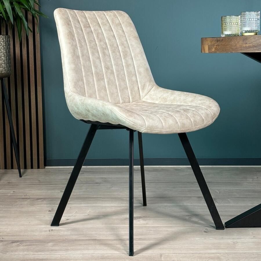 Lizzely Garden & Living Eetkamerstoel Susta beige microvezel eetstoel - Foto 4