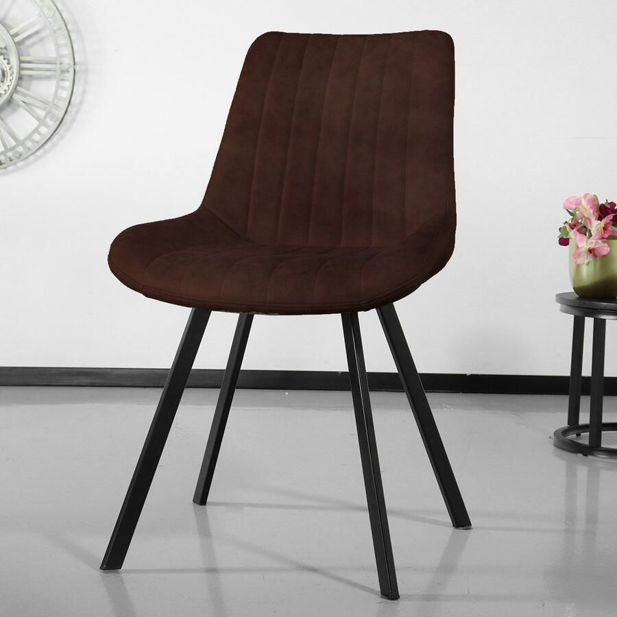 Lizzely Garden & Living Eetkamerstoel Susta bruin microvezel eetstoel
