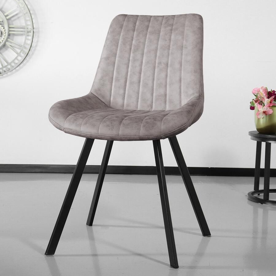 Lizzely Garden & Living Eetkamerstoel Susta lichtgrijs microvezel eetstoel