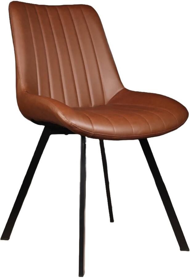 Lizzely Garden & Living SET DEAL: 4 stuks Eetkamerstoel Susta PU cognac kunstleder eetstoel zetel