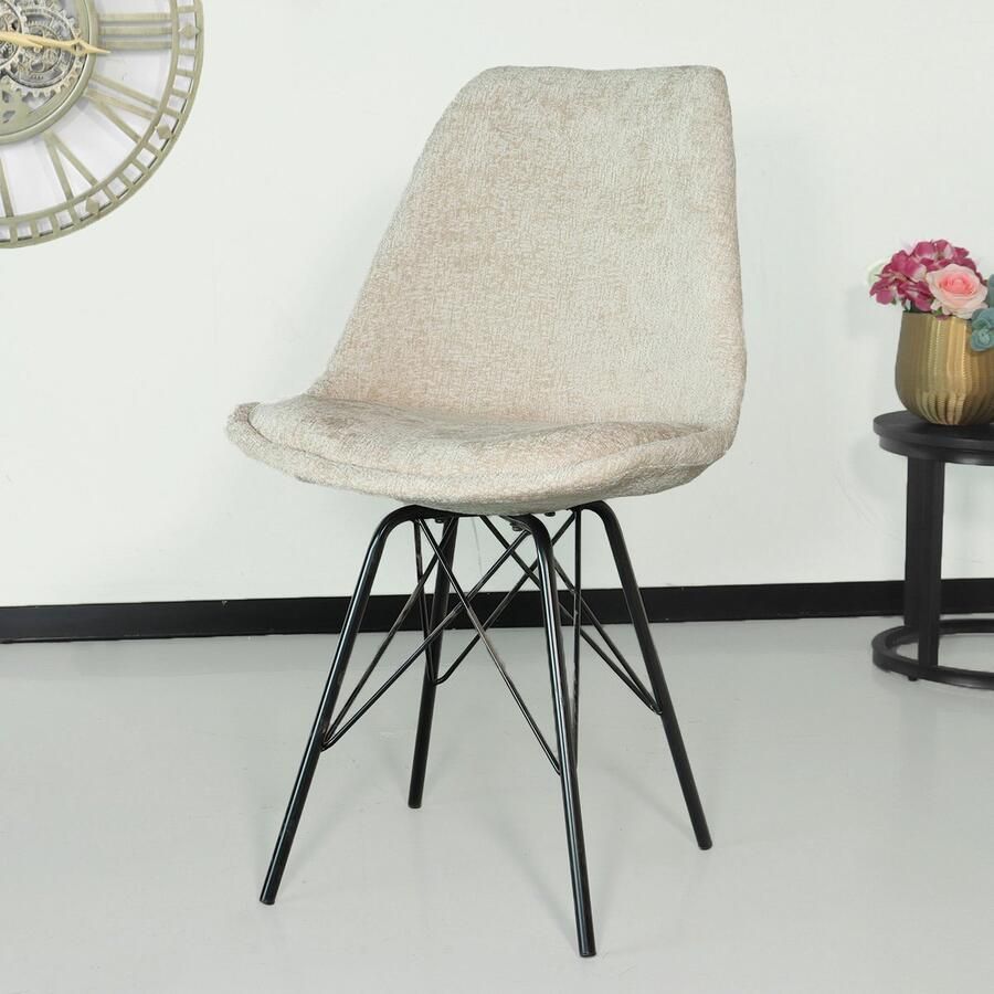 Lizzely Garden & Living Eetkamerstoel Viga beige chenille eetstoel - Foto 2