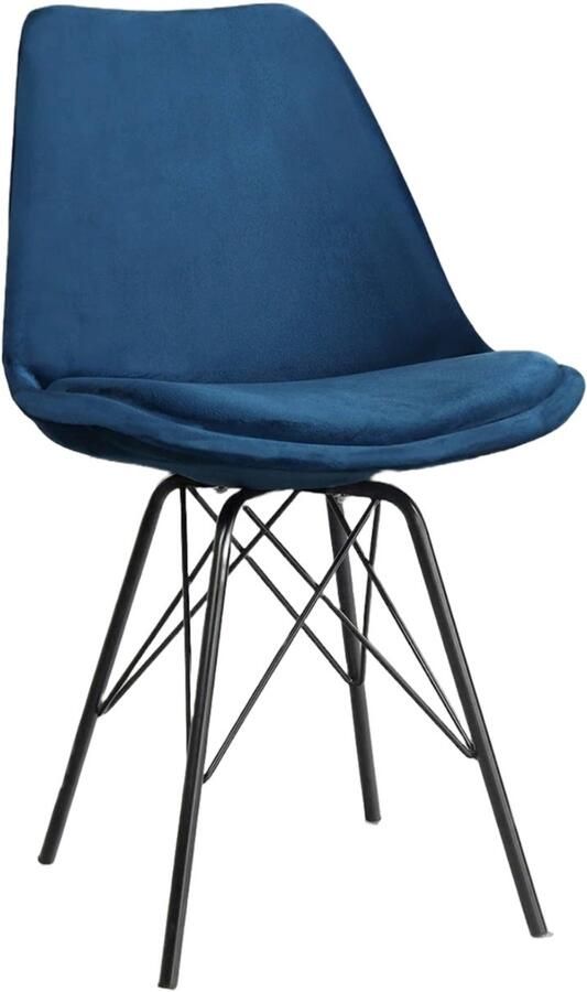 Lizzely Garden & Living SET DEAL: 6 stuks Eetkamerstoel Viga donkerblauw velvet eetstoel